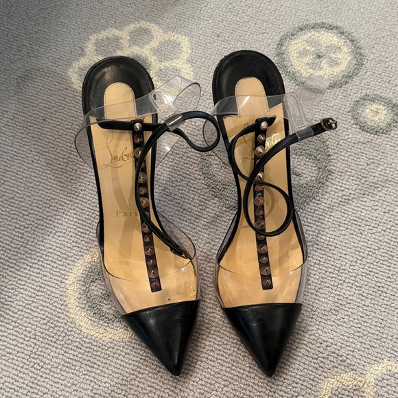 Christian Louboutin Black and Clear Heels - Picture 1 of 1